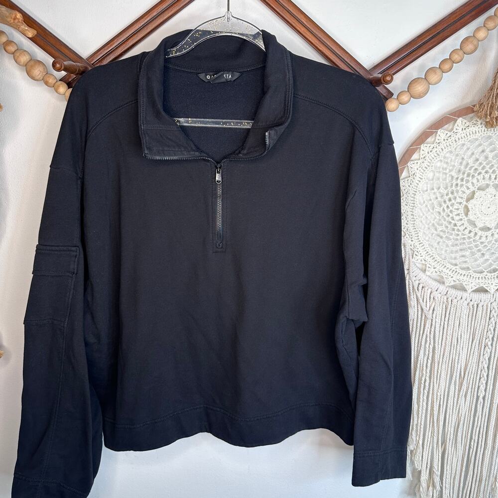 Athleta Quarter Zip Black Forever Fleece Pullover